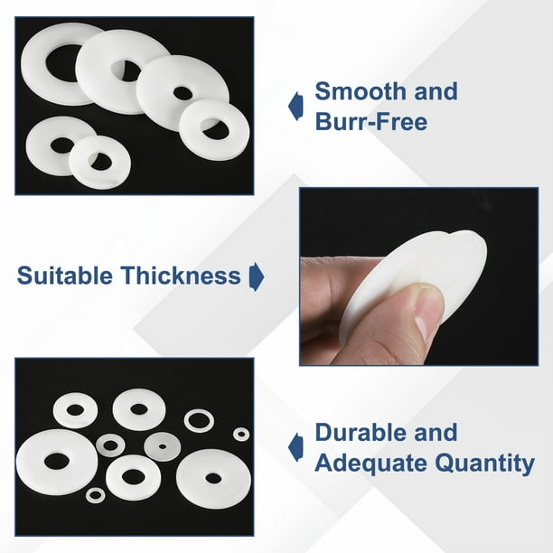 60pcs 3 3.5 7 Clear Nylon Plastic Flat Washers Kit Fit Etric Screws...