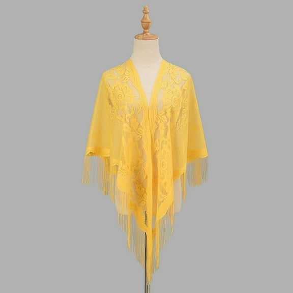 QHUDLV Stylish Lace Ponchos with Fringed Edges, Multiuse Shawl for Various Outfits