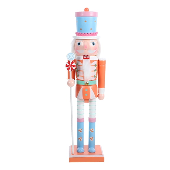 HEMOTON Pink Nutcracker Christmas Decor - 30cm Wooden Pastel Nutcracker Cute Nutcracker, Festive Nutcracker Soldier Decoration For Christmas Desktop Party Nutcracker