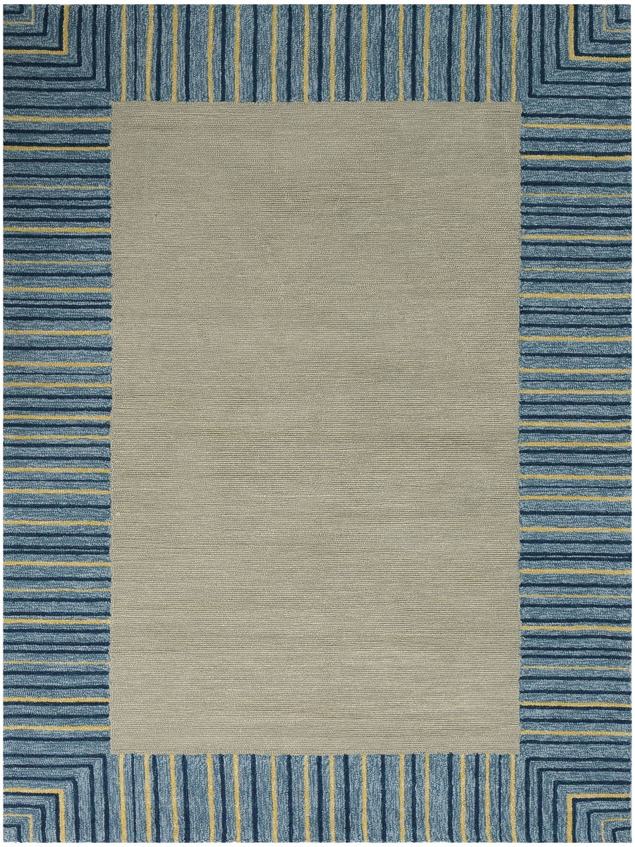 Indoor/Outdoor MultiPurpose Blue Border Rug 5'x7'6"