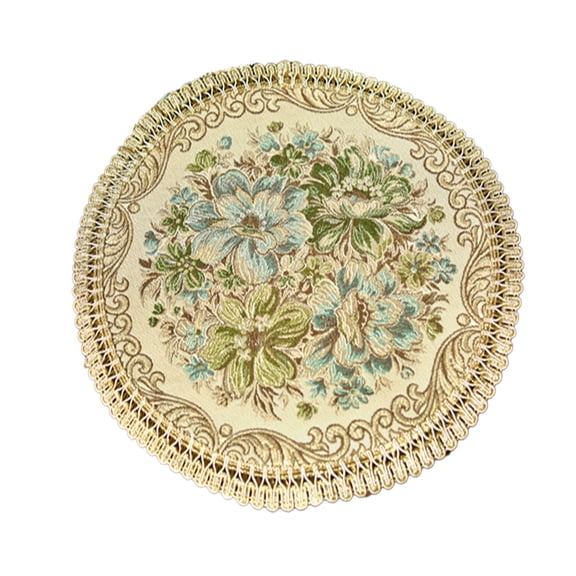 Round Vintage Floral Placemat, Embroidered Fabric Coasters, French Round Embroidered Vase Table Mat - Heatproof Tea Cup Mat Table Mat Ashtray Mat Desktop Lamp Pad 6.3 inch