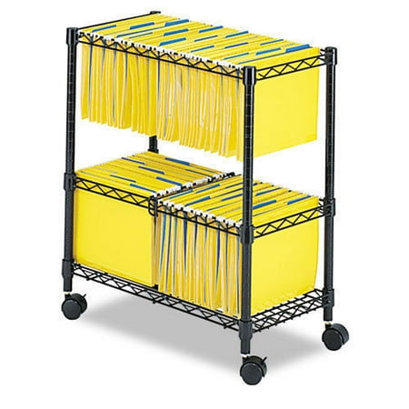 Zimtown 2 Tiers Layer Metal Rolling Mobile File Cart Office Supplies w/ Wheels Black