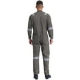 thumbnail image 2 of Doomiva Men's Reflective Strips Dungarees Coveralls Trun-down Collar Long Sleeve Jumpsuits Grey 6XL/200, 2 of 5