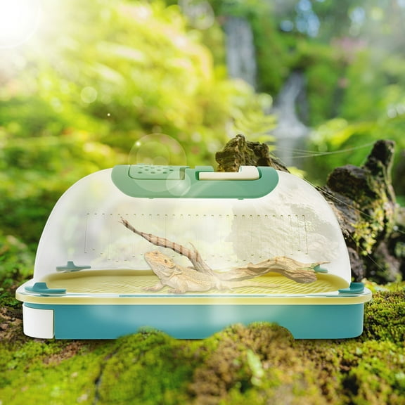 Ikoopy Reptile Feeding Box Portable Snail Breeding Box with Drawer Tray and Handle Multifunctional Reptile Terrarium for Lizard Frog Chameleon