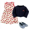 thumbnail image 2 of Hudson Baby Infant Girl Cotton Dress, Cardigan and Shoe 3pc Set, Watermelon, 6-9 Months, 2 of 2