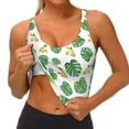 thumbnail image 3 of Fotbe Frogs And Tropical Leaves Sujetador Deportivo Largo sin Aros para Mujer con Almohadillas y Soporte Medio, Transpirable y Absorbente, Camiseta Tipo Chaleco o Tank Top-Large, 3 of 8