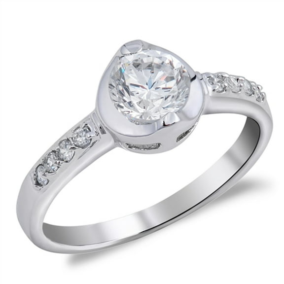 CHOOSE YOUR COLOR White CZ Elegant Engagement Ring .925 Sterling Silver Band Female Size 5