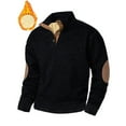 thumbnail image 4 of GuangCheng Mens Fleece Lined Sweatshirts,Half Zip,Pullover,Thermal Warm Tops,Sherpa Interior,Elbow Patches Tops,Black,Size XL, 4 of 5