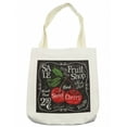 thumbnail image 1 of Fruit Tote Bag, Ripe Cherries Sketch Style Stem and Leaves Fruit Shop Sign Design on Dark Backdrop, Cloth Linen Reusable Bag for Shopping Books Beach and More, 16.5" X 14", Cream, by Ambesonne, 1 of 2