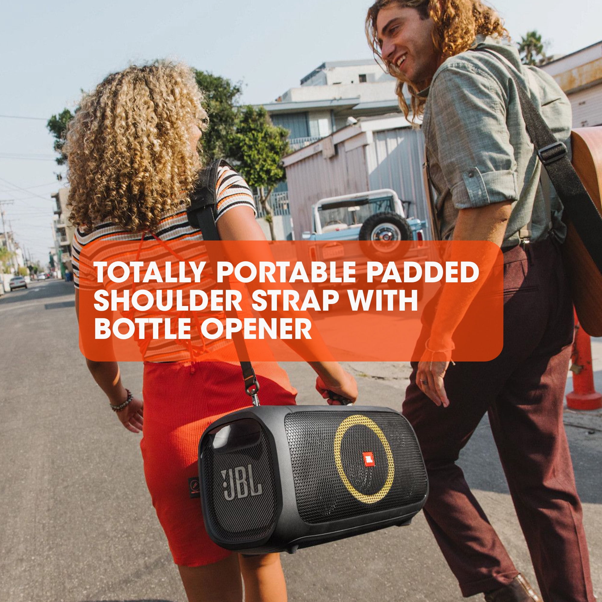 JBL PartyBox On-The-Go - Portable party speaker with built-in lights and wireless mic - Black