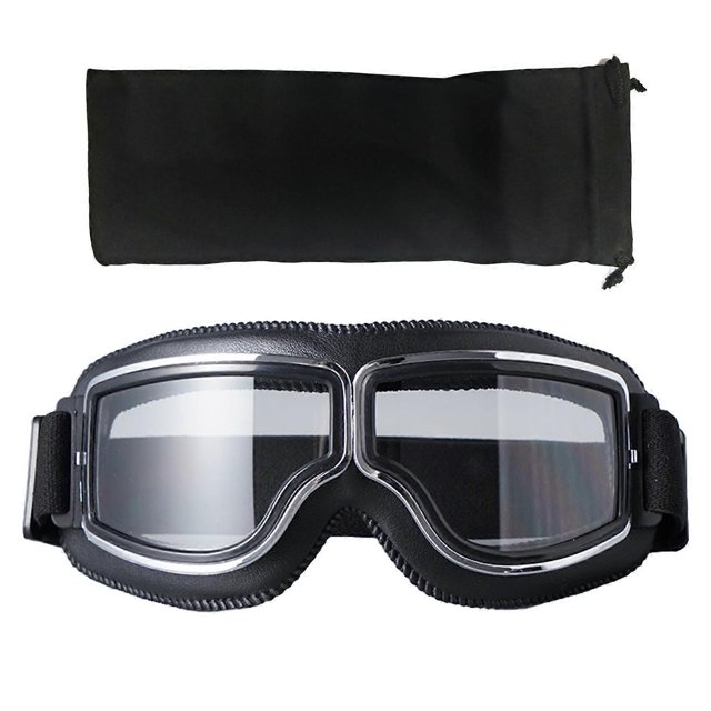 Motorcycle Goggles Vintage Pilot Style Cruiser Scooters Goggle Outdoor Sand Goggles Bike Racer Cruiser Touring Eyewear Silver