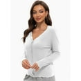 thumbnail image 5 of Women's Long Sleeve V-Neck Button Down Cardigan Shrugs Sweater, 5 of 6