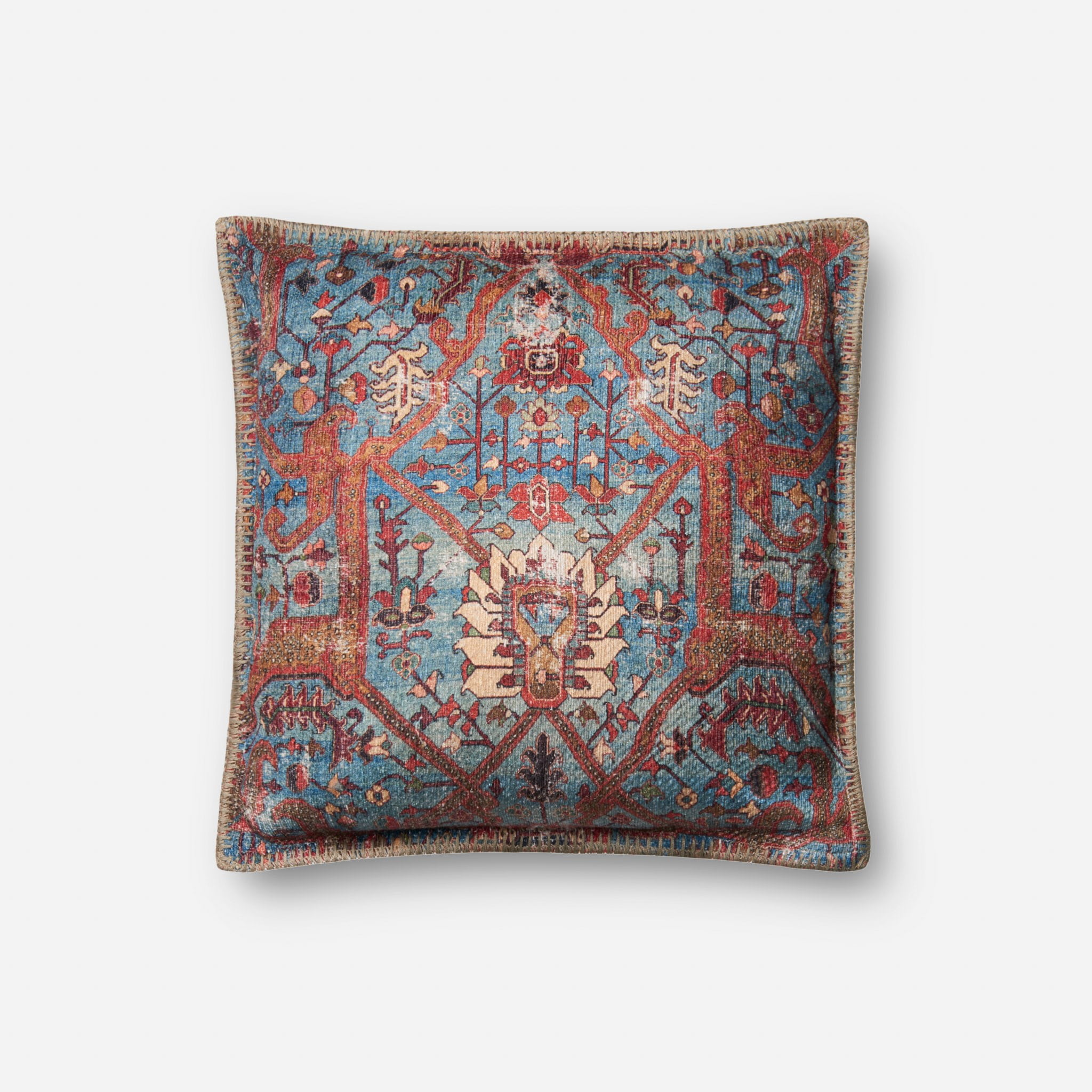 Loloi Pillows P0651 Blue / Multi 18" X 18" Cover Only