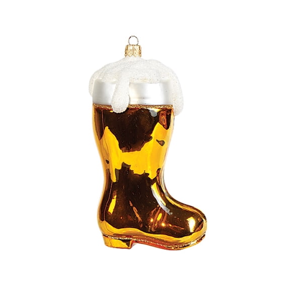 German Oktoberfest Beer Boot Polish Blown Glass Christmas Ornament Decoration