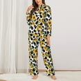 thumbnail image 2 of Balery Cute Cow Print Sunflower A Conjunto de Pijama con Estampado para Mujer, Conjunto de Dos Piezas con Manga Larga, Ropa de Dormir Suave con Bolsillos, Pijamas Cómodos-X-Large, 2 of 7