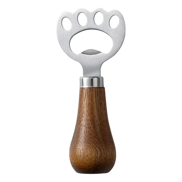 Abridor de Botellas de Vino Abridor de Botellas de Cerveza, Mango de Madera Maciza para el Hogar Abridor de Botellas Vertical, Abridor de Botellas de Acero Inoxidable