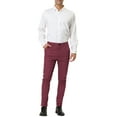 thumbnail image 2 of INSPIRE CHIC Men's Plaid Dress Slim Fit Checked Business Pants with Pockets 34 Red, 2 of 7