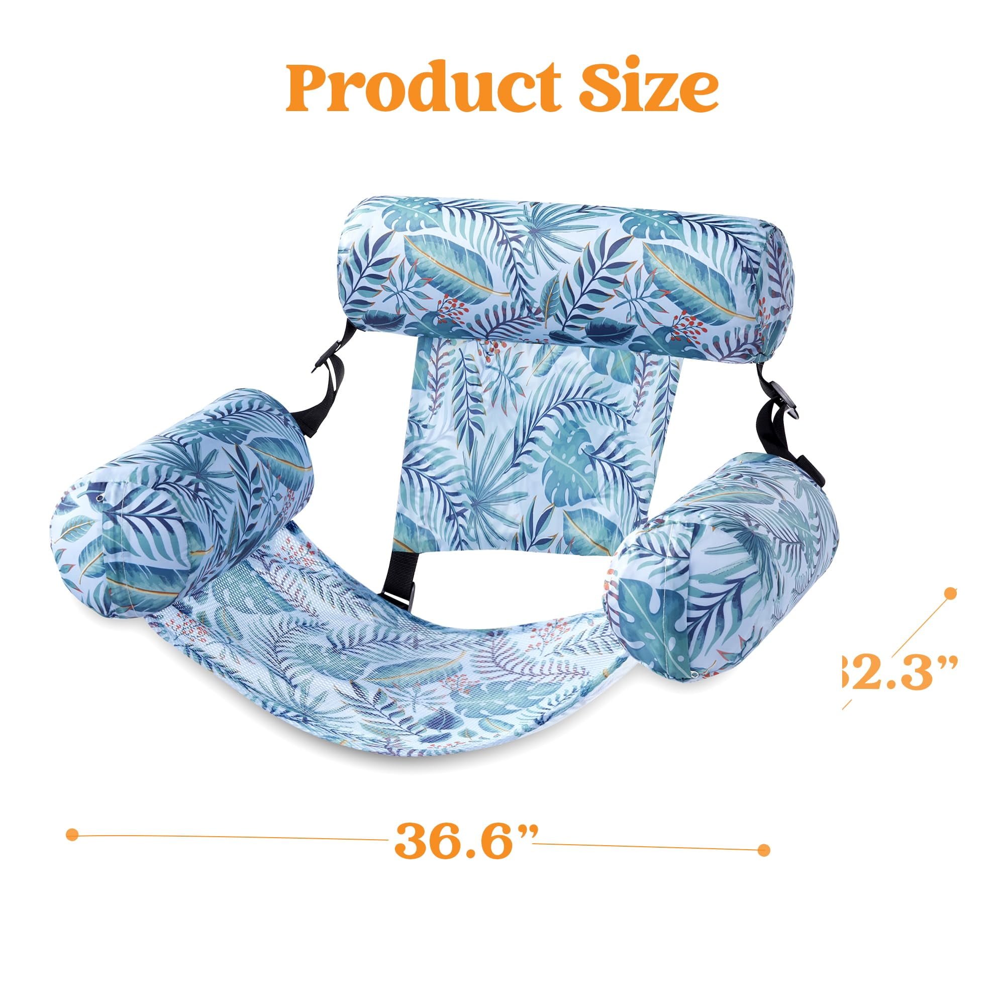 Joyfy Pool Floats Chairs for Adults, Inflatable Pool Lounge Chairs, Plant Pattern Floating Pool Hammock Chair for Women Men, Blow up Pool Noodles Floats for Pool Party Summer Water Fun