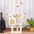 thumbnail image 2 of TJOUL Arbre à Chat avec Jouet, Tour Condo pour Chats d'Intérieur, Maison pour Chat avec Perchoir en Peluche Rembourré, Hamac Confortable et Poteaux à Griffer en Sisal, Gris Fumé HCT004SG, 2 of 7