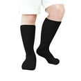 thumbnail image 2 of Spencer 3 Pack Socks for Diabetics Men Women, Extra Width Socks for Swollen Feet, Wide Calf Socks with Non-Binding Loose Top, Black, 2 of 8