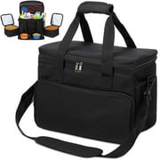 KOPEKS Cat and Dog Travel Bag - Includes 2 Food Carriers, 2 Bowls and Place mat - Airline Approved - Black