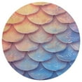 thumbnail image 3 of Mermaid Fish Scales Floral Medallion Round Rug - Small Round Area Rug, Soft Non-Slip Machine Washable Bedroom Mat Indoor Accent Entry Carpet for Office Desk Dorm Hallway, 3 of 6