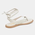 thumbnail image 3 of XYD Women Metal Ornament Round Toe Thong Sandals Ankle Wrap Lace Up Flat Shoes Comfortable Casual Flip Flops Size 7 White, 3 of 4