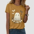thumbnail image 2 of HCNTES Halloween Shirts for Women,Womens Fall Shirt Crew Neck Funny Ghost Graphic Tees Short Sleeve Thanksgiving Tops(XXL,A154-Yellow), 2 of 5