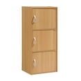 thumbnail image 1 of Hodedah 3 Shelf 3 Door Multi-Purpose Wooden Bookcase in Beige Finish, 1 of 5