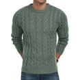 thumbnail image 2 of Puztloy Mens Sweater Cable Knit Pullover Sweater for Men Crewneck Long Sleeve Wool Sweater for Men Casual Winter Fall Sweaters, 2 of 6