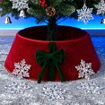thumbnail image 4 of Lajdalh Quilted Christmas Tree Stand Band  with Bow 22", Christmas Tree Collar, Large Woven Ring Base Cover, Natural Holiday Tree Skirt, Rustic Farmhouse Decoration, Christmas decorations,Red, 4 of 7