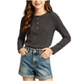 thumbnail image 4 of KyCheLot Boys' Girls' Knitted Tops Long Sleeve Round Neck Button down Tops Kids Comfy Solid Color Clothes, 4 of 5