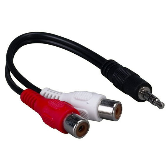 Cable Leader 6in 3.5mm Stereo Male to 2 RCA Female Audio Cable, Black