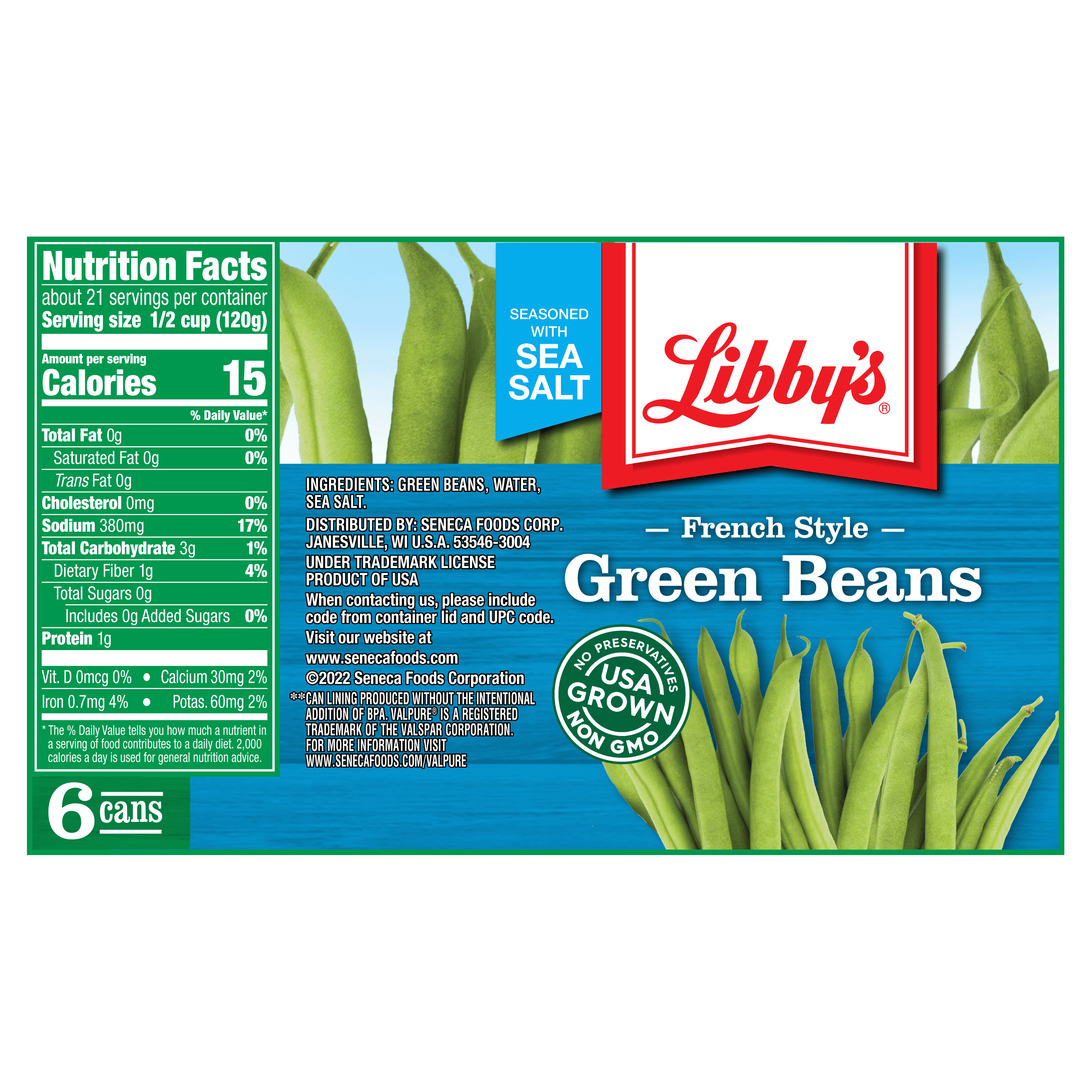 (6 Cans) Libby's French Style Green Beans, 14.5 oz