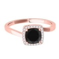 thumbnail image 2 of Mauli Jewels Engagement Rings for Women 2.65 Carat Cushion Shape Black Diamond Halo Engagement ring 4 prong 18K Solid Rose Gold, 2 of 7
