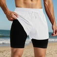 thumbnail image 2 of FINALGANG Mens Solid Color Two In One Athletic Shorts With Compression Liner Elastic Waist Drawstring Quick Dry Shorts For Gym Running Training Trendy Shorts, 2 of 6