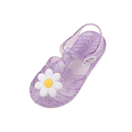 

Juebong Toddler Shoes Baby Girls Cute Flowers Jelly Colors Hollow Out Anti-Slip Flexible Sport Exercise House Soft Soled Beach Roman Sandals Purple Size 7 Years