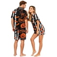 thumbnail image 4 of DORKASM Halloween Matching Pajamas for Couples Pj Sets for Woman Men Bat Pumpkin Print Button Down Sleepwear S, 4 of 5