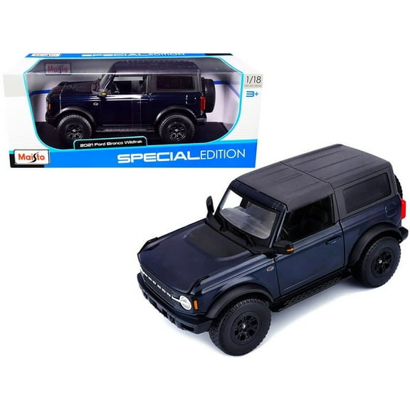 2021 Ford Bronco Wildtrak, Dark Blue - Maisto 31456BL - 1/18 scale Diecast Model Toy Car