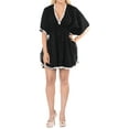 thumbnail image 5 of HAPPY BAY Women's Beachwear Summer Swim Beach Dress Cover ups for Swimwear Women Plus Size Swimsuit Coverups for Women Cover-up Mini Kimono L-XL Black, Solid, 5 of 5