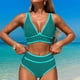 thumbnail image 2 of Trajes de Baño para Mujeres Sexy Color Sólido Bikini con Cuello en V Traje de Baño Dividido con Pantalones, Nylon de Corte Alto para la Piscina de Playa, 2 of 8