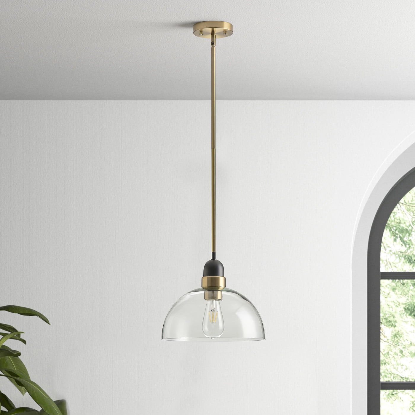 Aiwen Clear Glass Dome Shape Pendant Light Modern Home Hanging Light Fixture