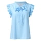 thumbnail image 3 of Camisa sin mangas de gasa a rayas con lazo para mujer, top estampado de poliéster, informal de verano/playa, lavable a máquina, tallas S-XXL, 3 of 4