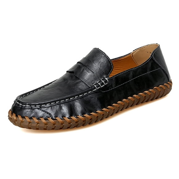 Big Size Men's Casual Loafers Slip On Leather Shoes Comfortable Lightweight Driving Shoes Male Moccasins Classic Penny Loafer Flats Boat Shoes Outdoor Walking Shoes
