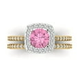 thumbnail image 2 of 1.58 ct Brilliant Round Cut Pink Zircon 18K Yellow/White Gold(multi tone) Halo Solitaire with Accents Engagement Bridal Wedding Ring Band Set size 4.5, 2 of 7
