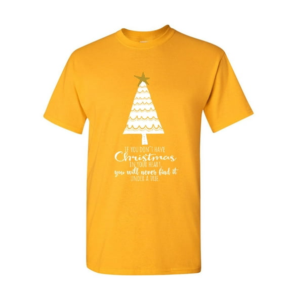 Tee Hunt Christmas in Your Heart T-Shirt Xmas Christmas Tree Jingle Bells Mens Shirt, Yellow, XX-Large