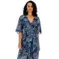 thumbnail image 2 of GUESS Women's Damienne Printed Wrap Dress Blue Size X-Small, 2 of 3