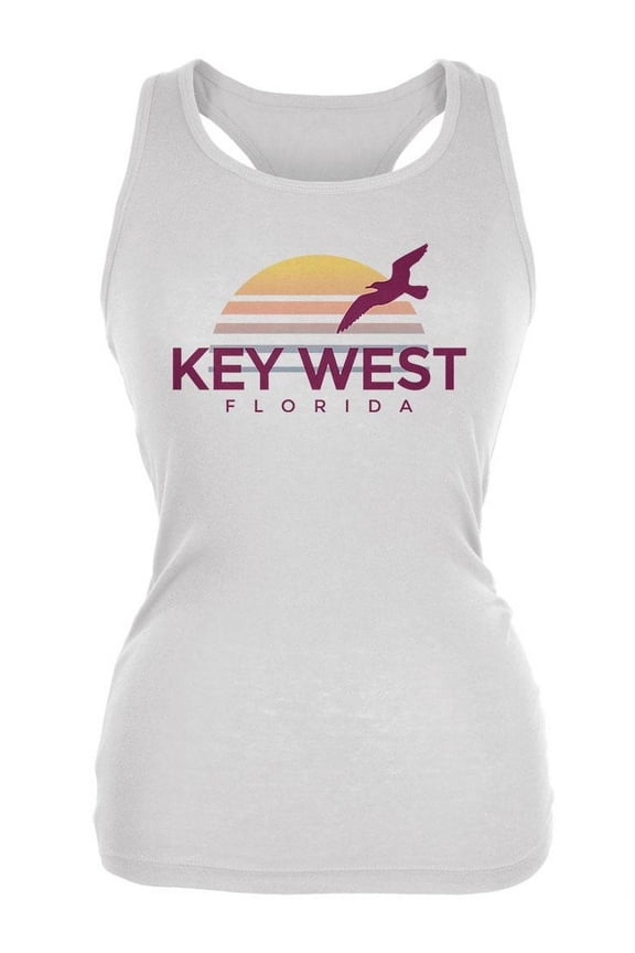 Beach Sun Key West Florida Juniors Soft Tank Top White 2XL
