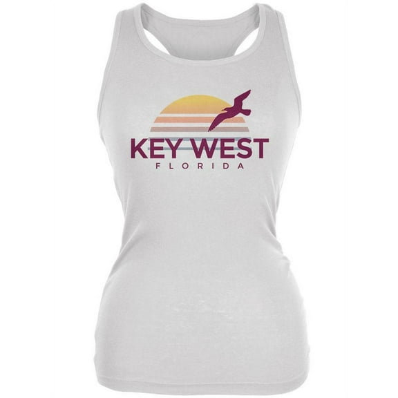 Beach Sun Key West Florida Juniors Soft Tank Top White SM