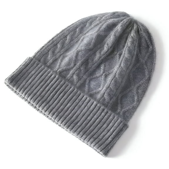 TELOLY 100% Merino Wool Beanies for Women Winter Autumn Solid Warm Soft Woolen Hat Ear Protect Female Bonnet Skullies Cap LightGray
